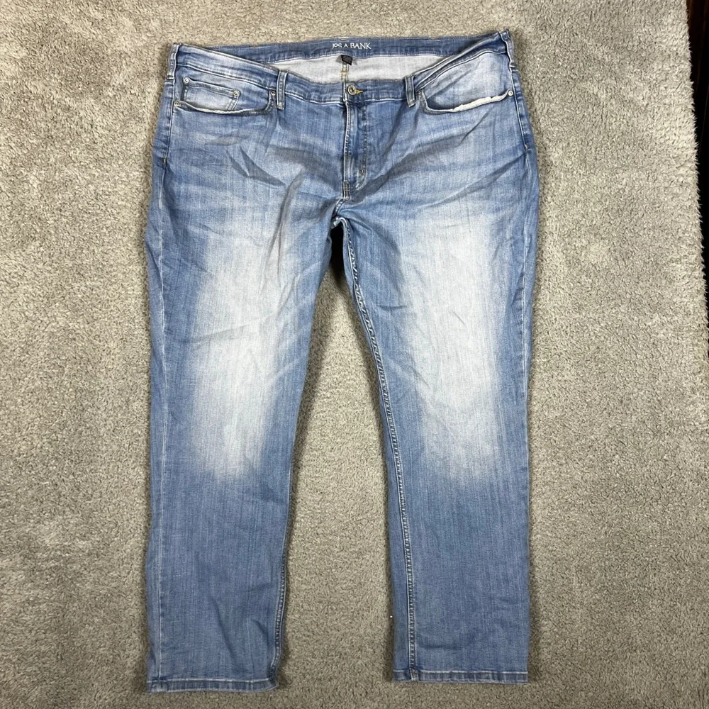 Jos A Bank Jeans Mens 46x30 Blue Excellent Straight Fit Stretch‎ Denim Casual